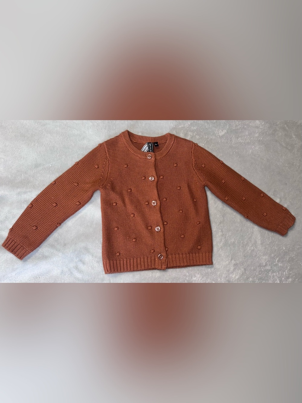 Baby Burnt Orange Knit Button-Up Cardigan